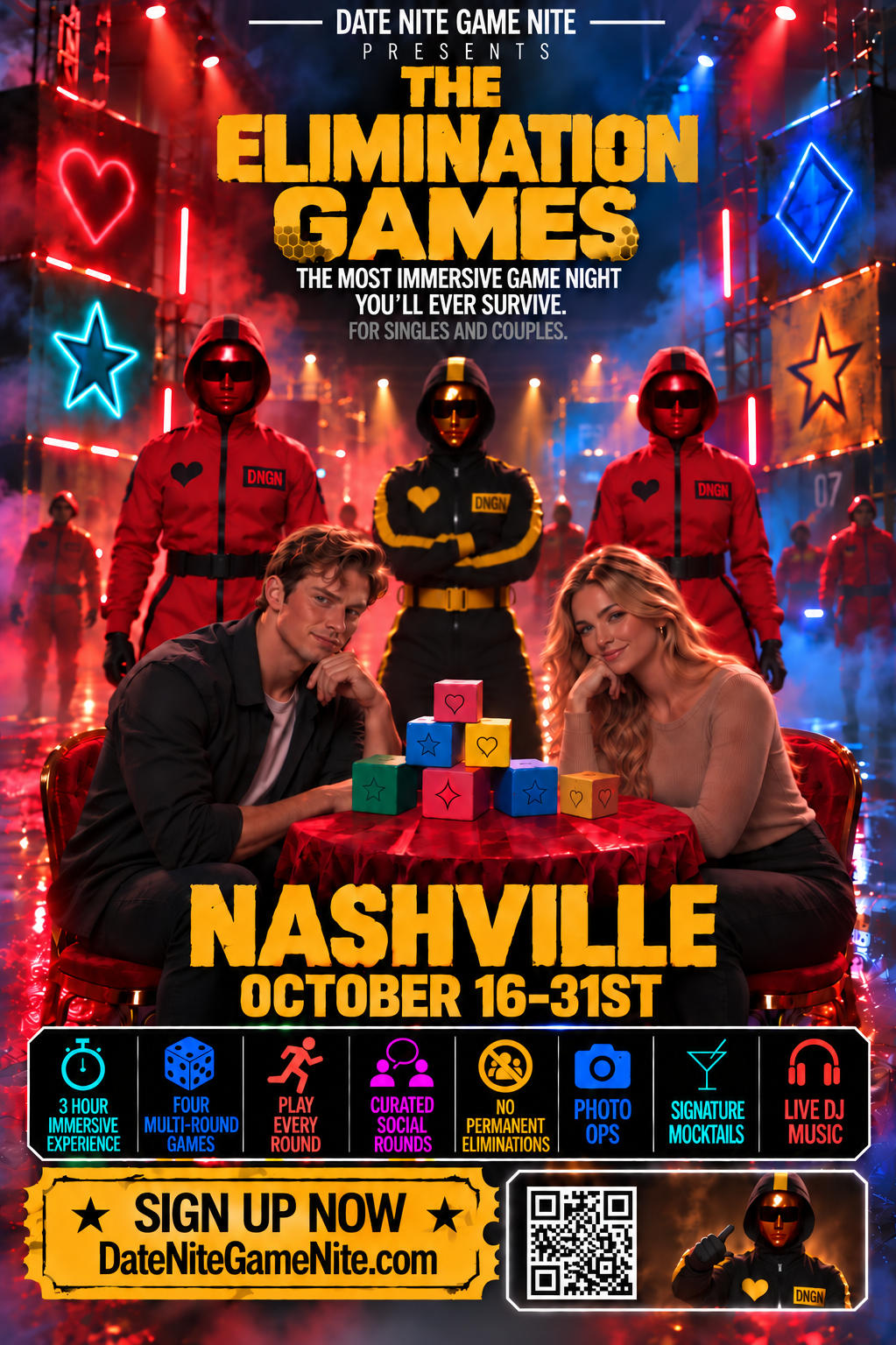 The Elimination Games - Date Nite Game Nite Event Poster